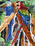 two parrots in a tree